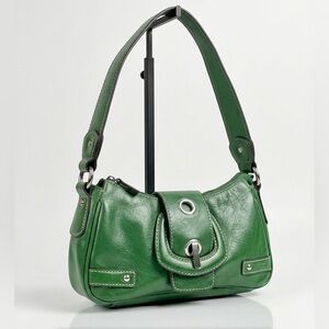 Vtg Wilsons Leather Emerald Green Leather Buckle Shoulder Bag Size S